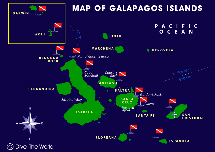 Map of the Galapagos Islands, Ecuador